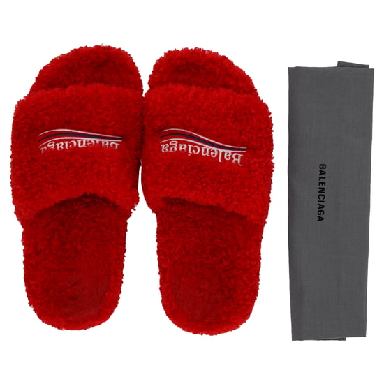 Balenciaga pluizige open muiltjes van rood polyester - Image 5