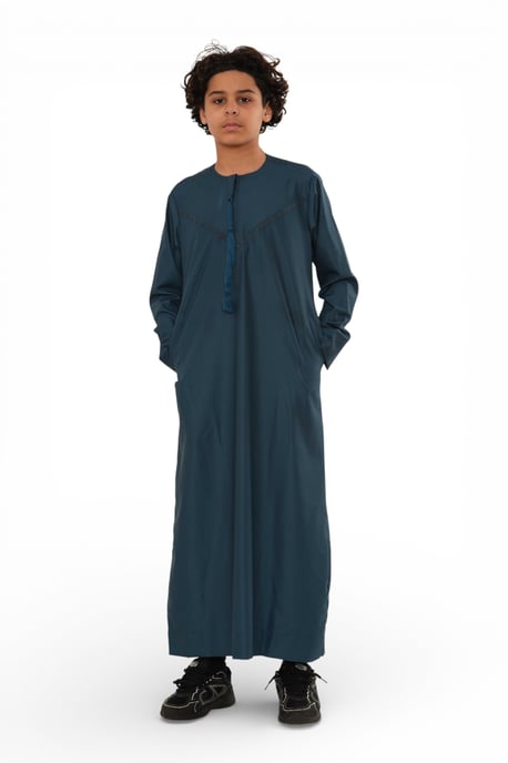 Kinderen Jongens Ramadan Eid Blauwe Marokkaanse Jubba Robe Djellaba Thobe - K-TT008 - Image 2