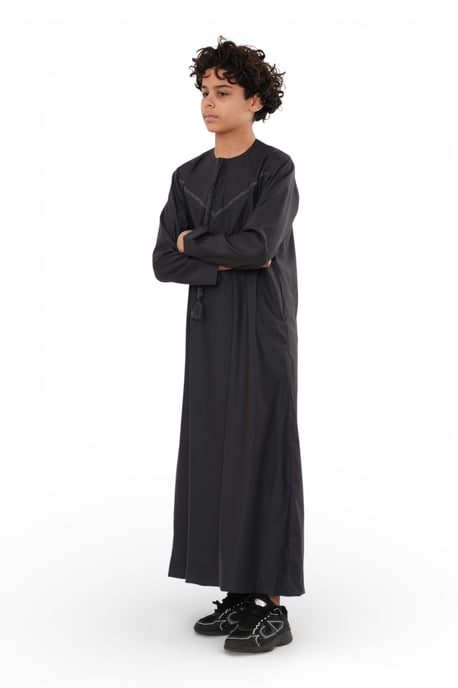 Kinderen Jongens Ramadan Eid Houtskool Grijs Marokkaanse Jubba Robe Djellaba Thobe - K-TT008 - Image 2
