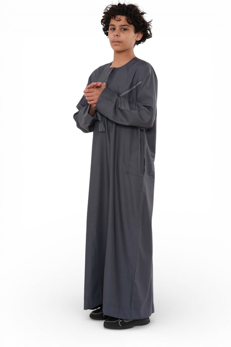 Kinderen jongens Eid grijze Marokkaanse Thobe gewaad Djellaba Ramadan Eid Jubba- K-HM10 - Image 2