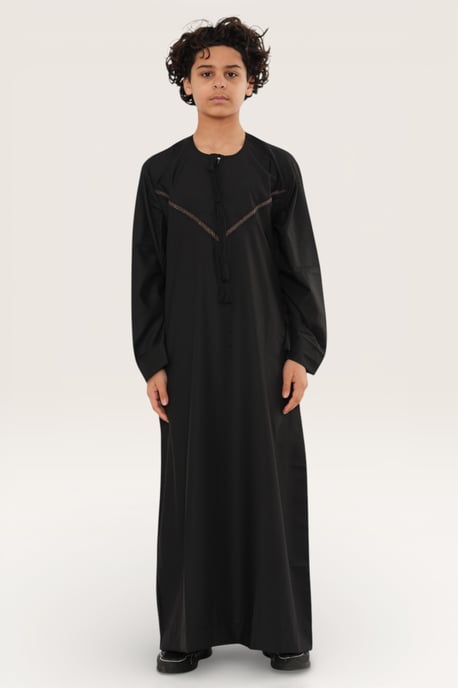 Kinderen jongens Eid zwarte Marokkaanse Thobe gewaad Djellaba Ramadan Eid Jubba- K-HM10 - Image 1