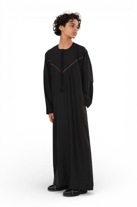 Kinderen jongens Eid zwarte Marokkaanse Thobe gewaad Djellaba Ramadan Eid Jubba- K-HM10 - Image 3