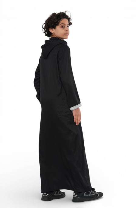 Kinderen jongens zwarte Eid hooded Marokkaanse Thobe gewaad Djellaba Ramadan Jubba- K-HM3 - Image 4