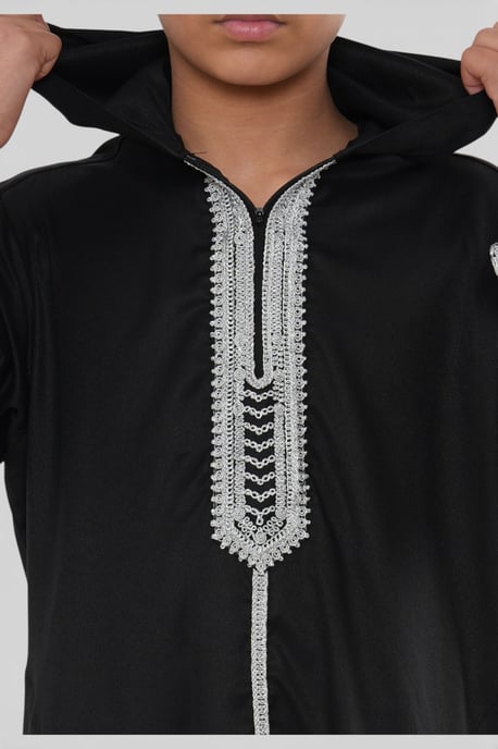 Kinderen jongens zwarte Eid hooded Marokkaanse Thobe gewaad Djellaba Ramadan Jubba- K-HM3 - Image 5