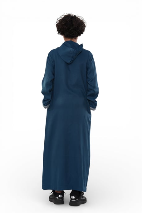 Kinderen jongens Aqua Blue Eid Marokkaanse Thobe Robe Djellaba Ramadan Jubba-K-HM3 met capuchon - Image 4