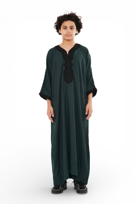 Kinderjongens groene Marokkaanse Thobe Jubba badjas Eid Djellaba Gandoura - K-HM62 - Image 1