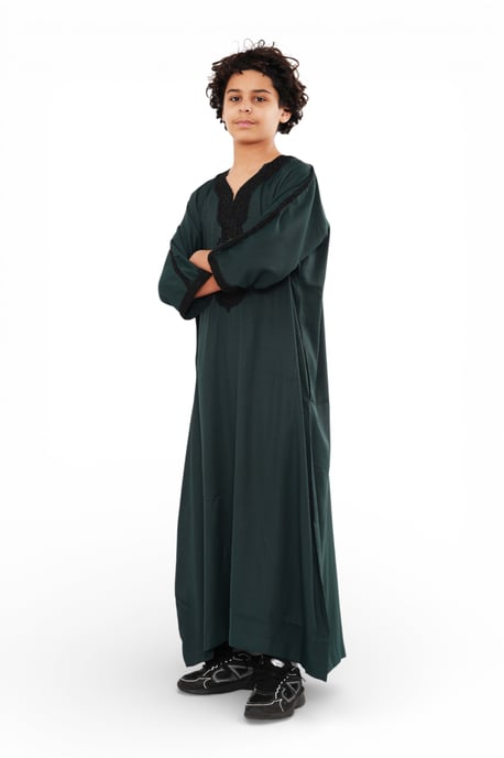 Kinderjongens groene Marokkaanse Thobe Jubba badjas Eid Djellaba Gandoura - K-HM62 - Image 2