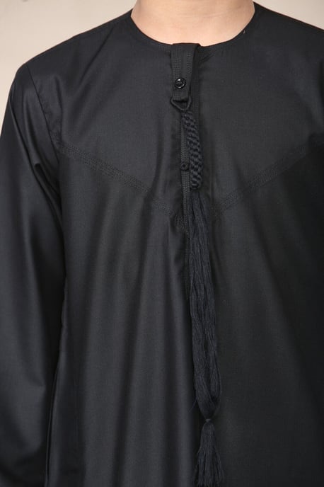 Zwarte Thobe voor jongens, Emirati Jubba, islamitische kleding, kaftan, Eid-kwastjes - Image 2