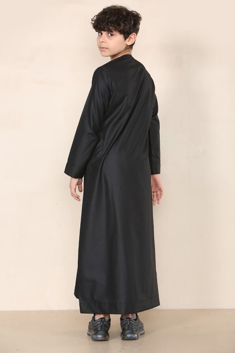 Zwarte Thobe voor jongens, Emirati Jubba, islamitische kleding, kaftan, Eid-kwastjes - Image 3