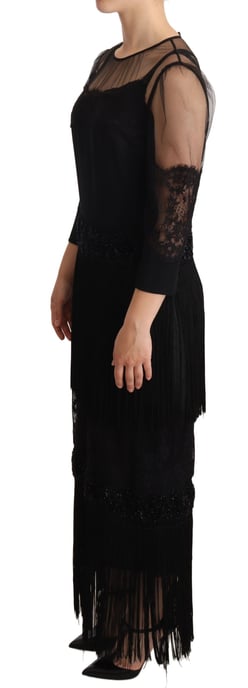 Dolce Gabbana Midi Jurk 34 Mouwen Kant Franje - Image 2
