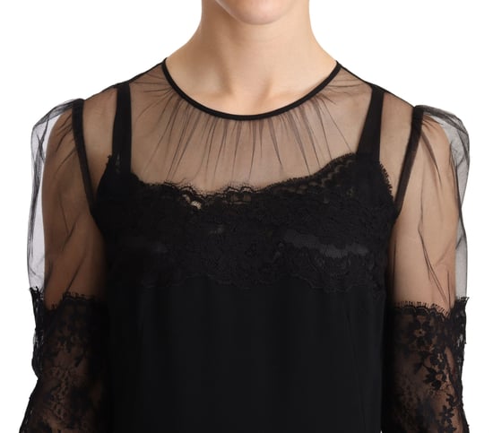 Dolce Gabbana Midi Jurk 34 Mouwen Kant Franje - Image 4