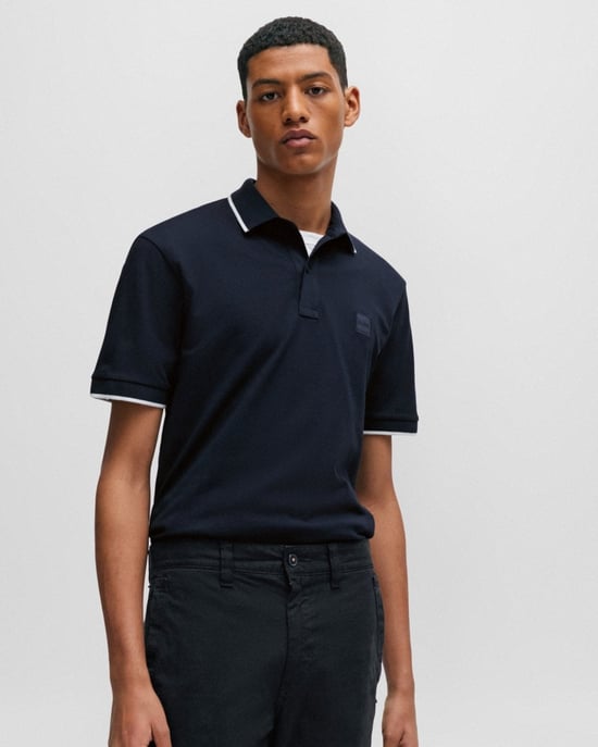 BOSS Orange Passertip Heren Korte Mouw Polo Shirt Met Getipte Kraag - Image 1