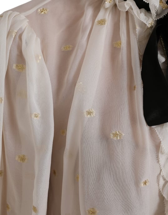 Dolce Gabbana Zijde Blouse Hoge Hals Ruffle Blouse - Image 5