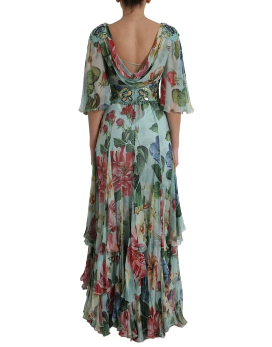Floralprint Zijde Chiffon Lange Jurk - Image 3