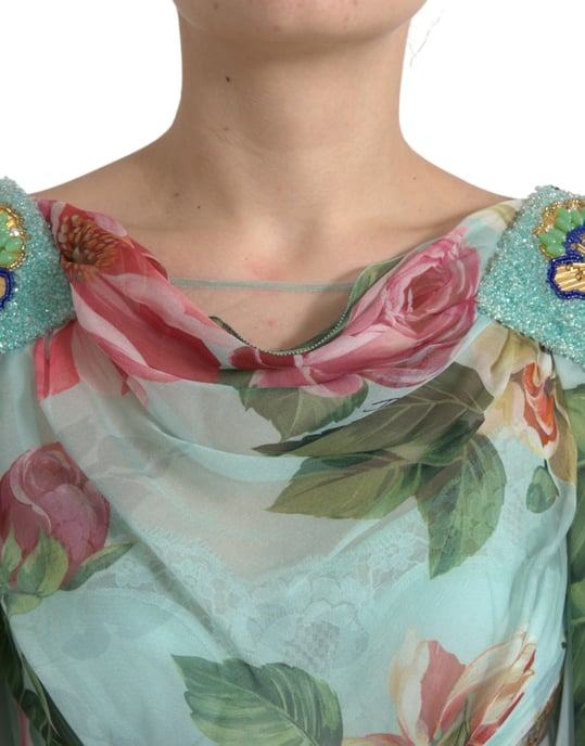 Floralprint Zijde Chiffon Lange Jurk - Image 4
