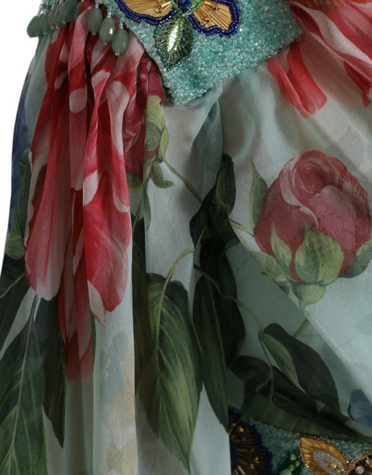 Floralprint Zijde Chiffon Lange Jurk - Image 5