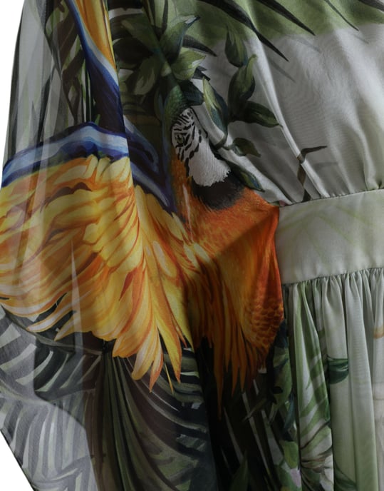 Geprinte Zijde Kaftanjurk Jungleprint Maxi Jurk - Image 5