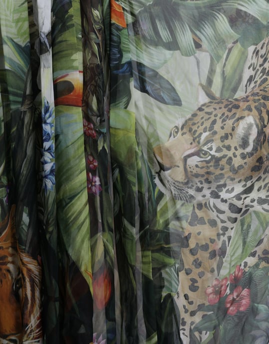 Geprinte Zijde Kaftanjurk Jungleprint Maxi Jurk - Image 6
