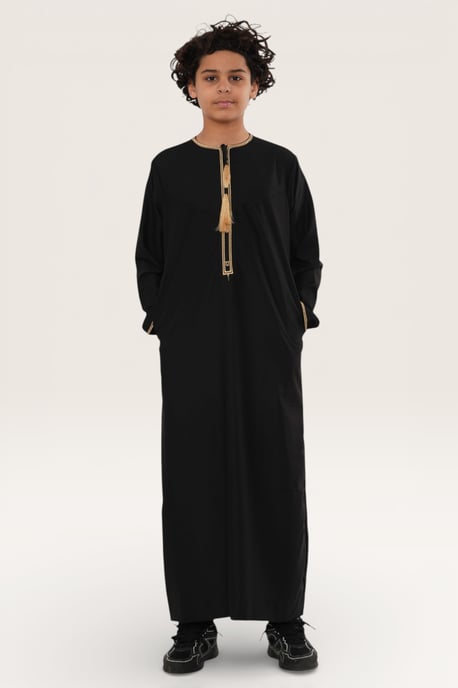 Kinderen jongens zwarte Ramadan Marokkaanse Thobe gewaad Kaftan Eid Jubba LFS-K-TT-003 - Image 3