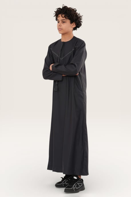 Kinderen jongens grijs Ramadan Eid Marokkaanse Jubba gewaad moslim Djellaba Thobe LFS-K-TT008 - Image 3