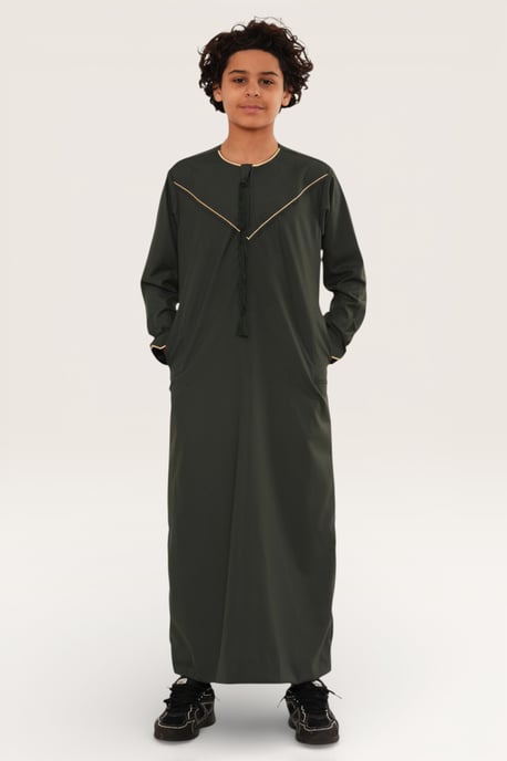 Kinderen jongens groene Ramadan Marokkaanse Jubba gewaad Djellaba Kaftan Eid Thobe LFS-K-TT-006 - Image 2