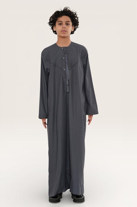 Kinderen jongens grijze Eid Marokkaanse Jubba Robe Djellaba Ramadan Eid Thobe LFS- K-HM11 - Image 2