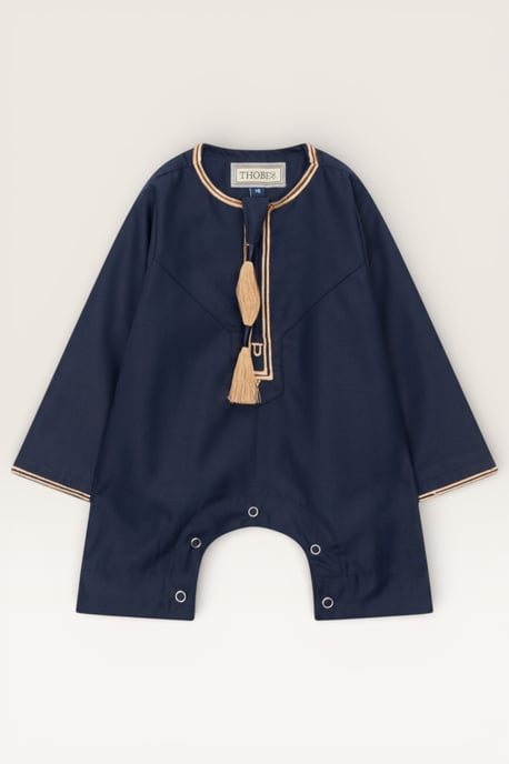Kinderen Jongens Marineblauw Baby Ramadan Marokkaanse Thobe Gewaad Emirati Eid Jubba LFS-B-TT003 - Image 2