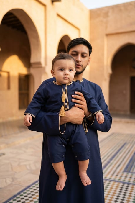 Kinderen Jongens Marineblauw Baby Ramadan Marokkaanse Thobe Gewaad Emirati Eid Jubba LFS-B-TT003 - Image 4