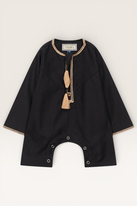 Kinderen Jongens Zwarte Baby Ramadan Marokkaanse Thobe Gewaad Emirati Eid Jubba LFS-B-TT003 - Image 2