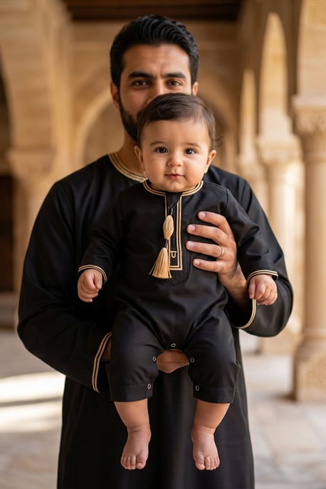 Kinderen Jongens Zwarte Baby Ramadan Marokkaanse Thobe Gewaad Emirati Eid Jubba LFS-B-TT003 - Image 4