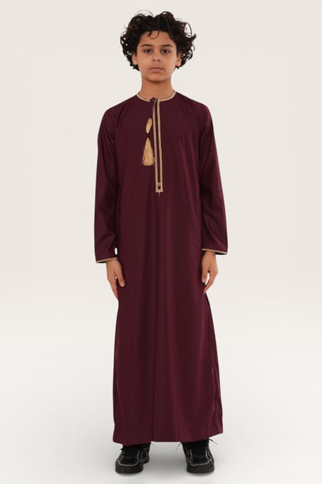Kinderen jongens rode Ramadan Marokkaanse Thobe gewaad Kaftan Eid Jubba LFS-K-TT-003 - Image 2