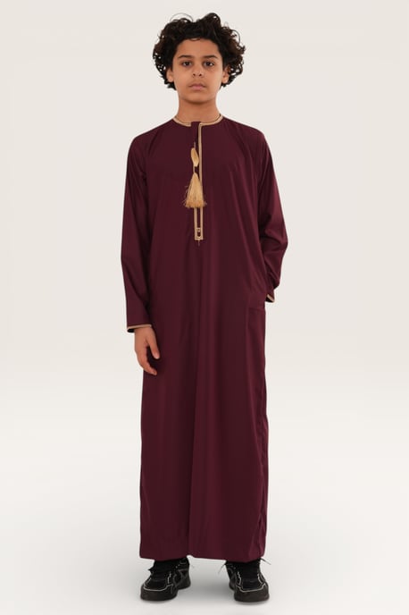 Kinderen jongens rode Ramadan Marokkaanse Thobe gewaad Kaftan Eid Jubba LFS-K-TT-003 - Image 3