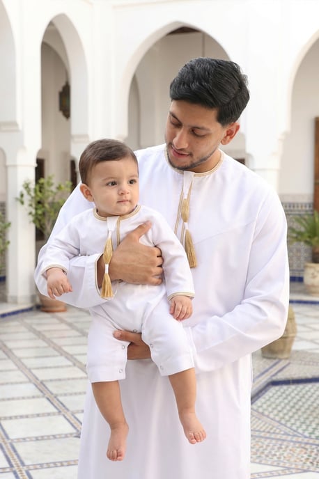 Witte baby Ramadan Marokkaanse Thobe Gewaad Emirati Eid Jubba LFS-B-TT003 - Image 4