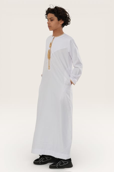 Kinderen jongens witte Ramadan Marokkaanse Thobe gewaad Kaftan Eid Jubba LFS-K-TT-003 - Image 3