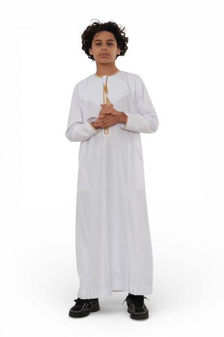 Kinderen jongens witte Ramadan Marokkaanse Thobe gewaad Kaftan Eid Jubba LFS-K-TT-003 - Image 5
