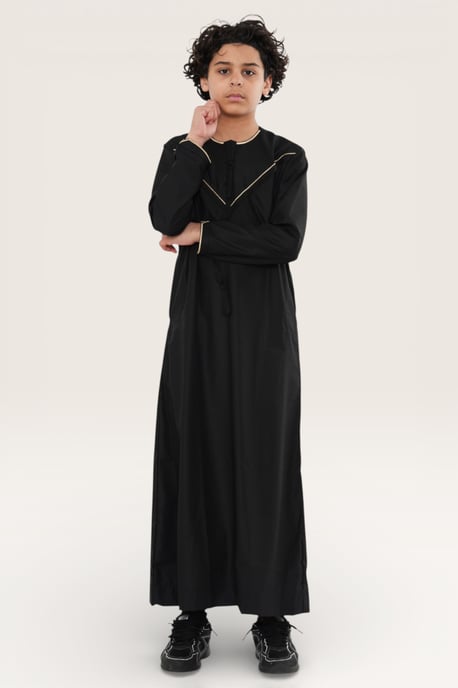 Kinderen jongens zwart Ramadan Marokkaanse Jubba gewaad Djellaba Kaftan Eid Thobe LFS-K-TT-006 - Image 3