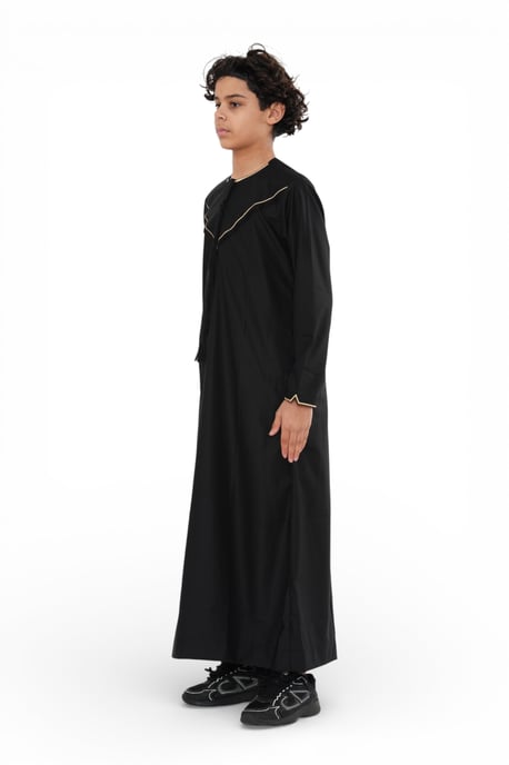 Kinderen jongens zwart Ramadan Marokkaanse Jubba gewaad Djellaba Kaftan Eid Thobe LFS-K-TT-006 - Image 4