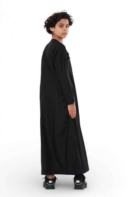 Kinderen jongens zwart Ramadan Marokkaanse Jubba gewaad Djellaba Kaftan Eid Thobe LFS-K-TT-006 - Image 5