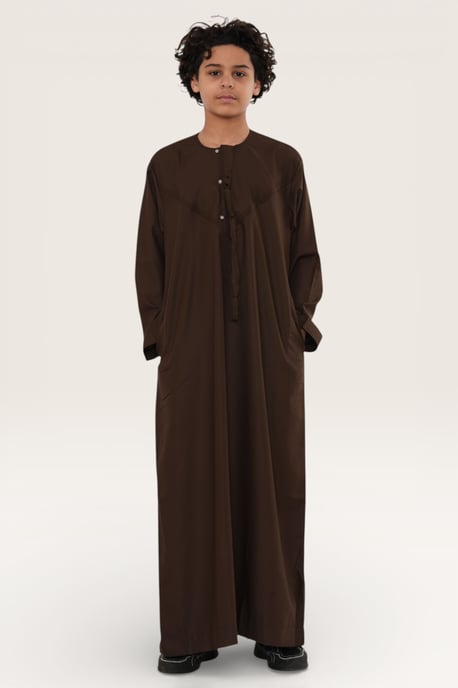 Kinderen jongens bruin Eid Marokkaanse Jubba Robe Djellaba Ramadan Eid Thobe LFS- K-HM11 - Image 2