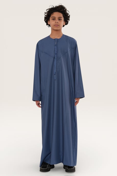 Kinderen jongens blauwe Eid Marokkaanse Jubba Robe Djellaba Ramadan Eid Thobe LFS- K-HM11 - Image 2