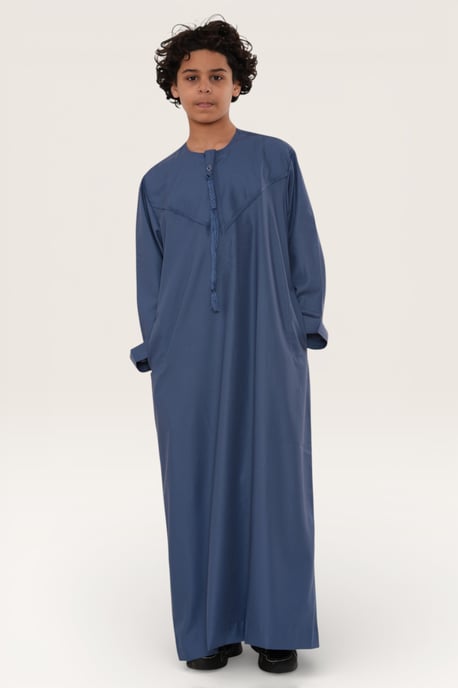 Kinderen jongens blauwe Eid Marokkaanse Jubba Robe Djellaba Ramadan Eid Thobe LFS- K-HM11 - Image 3