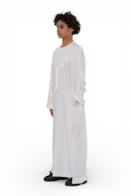 Kinderen jongens witte Eid Marokkaanse Jubba Robe Djellaba Ramadan Eid Thobe LFS- K-HM11 - Image 5