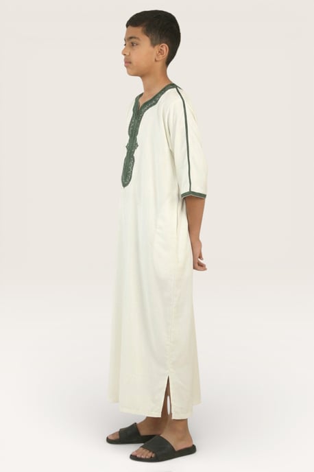 Kinderen jongens witte Marokkaanse Thobe gewaad Djellaba Gandoura Eid Jubba-LFS-K-GG008 - Image 3
