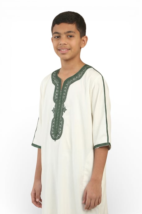 Kinderen jongens witte Marokkaanse Thobe gewaad Djellaba Gandoura Eid Jubba-LFS-K-GG008 - Image 4