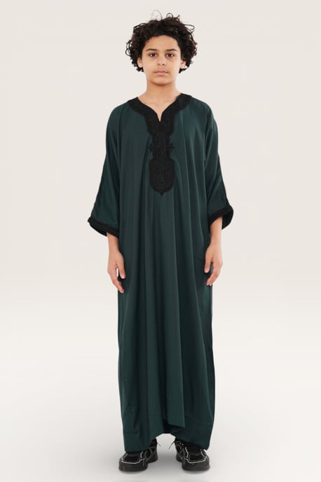 Kinderen jongens groene Marokkaanse Thobe Jubba Robe Eid Djellaba Gandoura LFS-K-HM62 - Image 2
