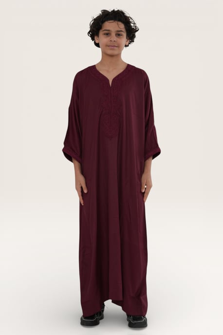 Kinderen jongens rode Marokkaanse Thobe Jubba Robe Eid Djellaba Gandoura LFS-K-HM62 - Image 2