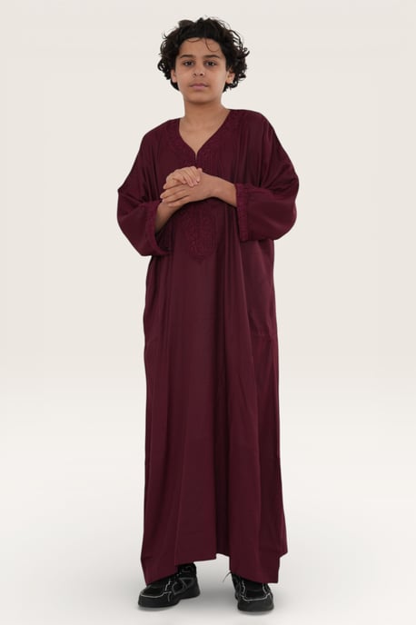 Kinderen jongens rode Marokkaanse Thobe Jubba Robe Eid Djellaba Gandoura LFS-K-HM62 - Image 3