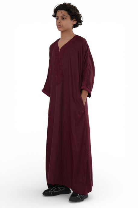 Kinderen jongens rode Marokkaanse Thobe Jubba Robe Eid Djellaba Gandoura LFS-K-HM62 - Image 4