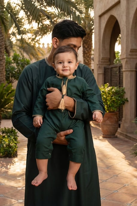 Kinderen jongens groene baby Ramadan Marokkaanse Thobe gewaad Emirati Eid Jubba LFS-B-TT003 - Image 4
