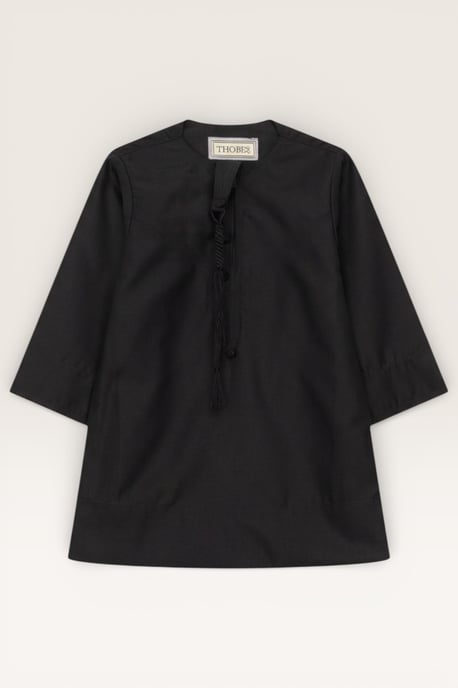 Zwarte Ramadan-thobe voor jongens, Emirati Eid Jubba LFS-B-TT001 - Image 2